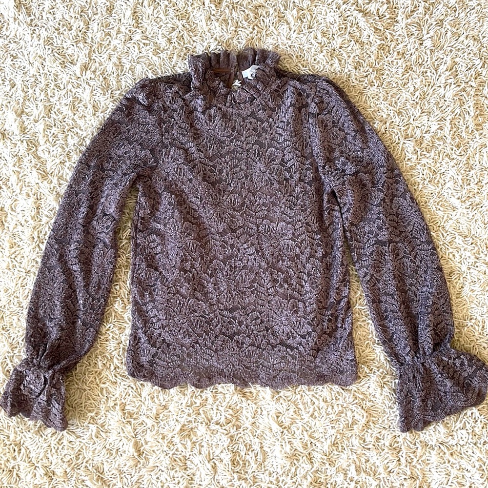 Anthropologie brown patterned blouse
